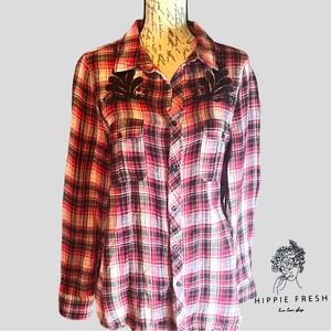 Miss Me Plaid Cowgirl Shirt Size M